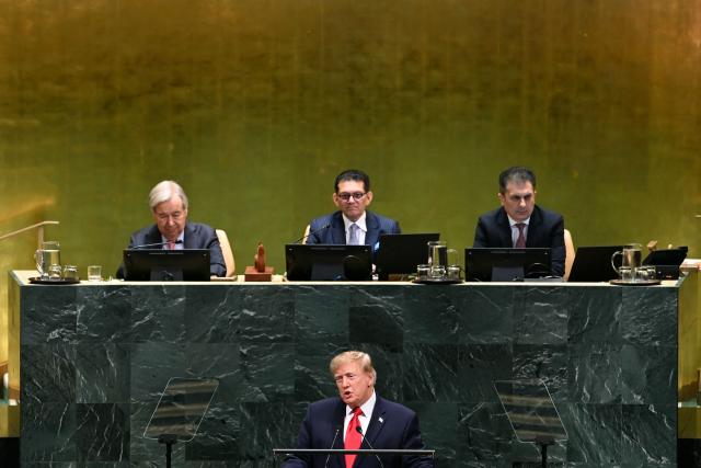 US President Donald Trump speaks during the 81st United Nations General Assembly at the United Nations Headquarters in New York, on September 22, 2026. (Photo by Brendan SMIALOWSKI / POOL / AFP)