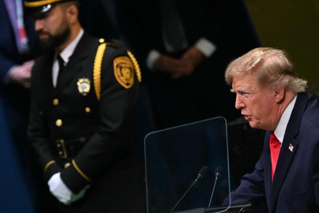 US President Donald Trump addresses the 81st United Nations General Assembly at the United Nations Headquarters in New York, on September 22, 2026. (Photo by Brendan SMIALOWSKI / AFP)