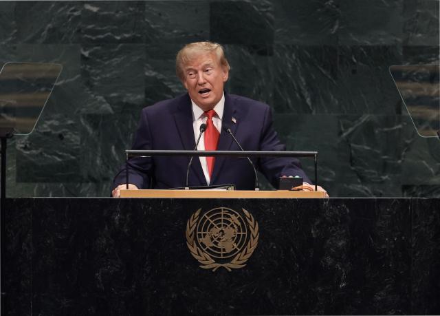 US President Donald Trump addresses the 81st United Nations General Assembly at United Nations headquarters in New York on September 22, 2026. (Photo by TIMOTHY A. CLARY / AFP)