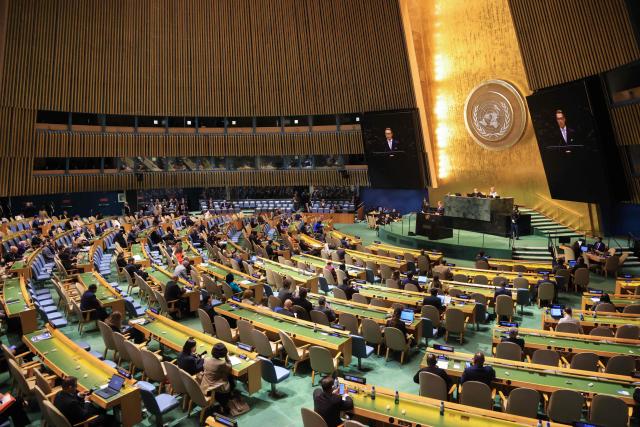 Finland's President Alexander Stubb speaks during the 81st United Nations General Assembly at the United Nations Headquarters in New York, on September 22, 2026. (Photo by Ludovic MARIN / AFP)