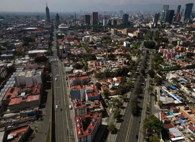 Aerial view of Lazaro Cardenas and Reforma avenues during World Car-Free Day in Mexico City on September 22, 2026. (Photo by Alfredo ESTRELLA / AFP)