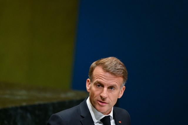 France's President Emmanuel Macron speaks during the 81st United Nations General Assembly at the United Nations Headquarters in New York, on September 22, 2026. (Photo by ANGELA WEISS / AFP)