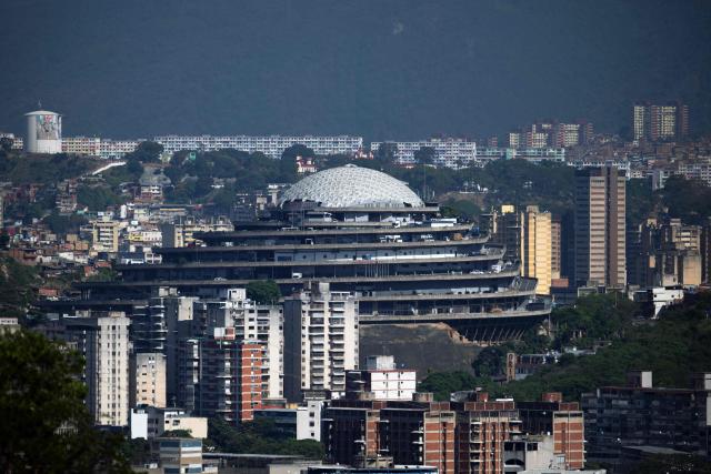 This view shows El Helicoide (C), a detention facility operated by the Bolivarian National Intelligence Service (SEBIN), in Caracas on September 22, 2026. (Photo by Federico PARRA / AFP)