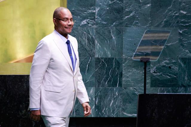 Seychelles President Patrick Herminie arrives to deliver a speech during the 81st United Nations General Assembly at the United Nations Headquarters in New York, on September 22, 2026. (Photo by Leonardo MUNOZ / AFP)