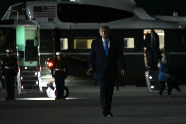 US President Donald Trump walks to board Air Force One at John F. Kennedy International Airport in New York on September 22, 2026. Trump is returning to the White House after addressing the United Nations General Assembly. (Photo by Brendan SMIALOWSKI / AFP)