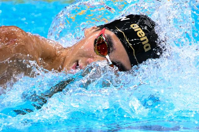 Japan's Tatsuya Murasa competes in the final of the men's 200m freestyle swimming event during the 2026 Asian Games at the Tokyo Aquatics Centre in Tokyo on September 23, 2026. (Photo by Yuichi YAMAZAKI / AFP)
