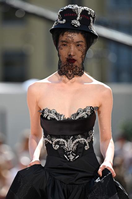 A model walks the runway during the Antonio Marras collection show as part of Women's Spring/Summer 2027 Milan's fashion week, on September 23, 2026. (Photo by Piero CRUCIATTI / AFP)