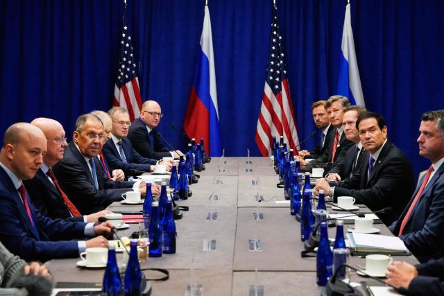 US Secretary of State Marco Rubio (center R) meets with Russian Foreign Minister Sergey Lavrov (center L) on the sidelines of the 81st United Nations General Assembly in New York, on September 23, 2026. (Photo by Yuki Iwamura / POOL / AFP)