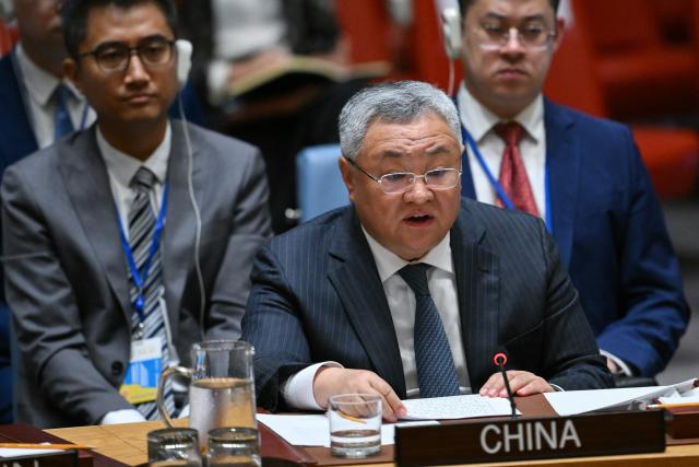 China's Ambassador to the UN Fu Cong speaks during a UN Security Council meeting on Ukraine during the 81st United Nations General Assembly at the United Nations Headquarters in New York, on September 23, 2026. (Photo by ANGELA WEISS / AFP)