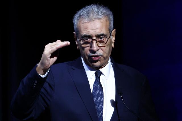 Palestinian civil engineer Ali Shaath speaks during a Board of Peace open session in New York on September 23, 2026. (Photo by CHARLY TRIBALLEAU / AFP)