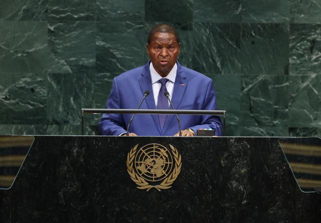 Central African Republic President Faustin-Archange Touadera addresses the 81st United Nations General Assembly at UN headquarters in New York on September 23 2026. (Photo by TIMOTHY A. CLARY / AFP)