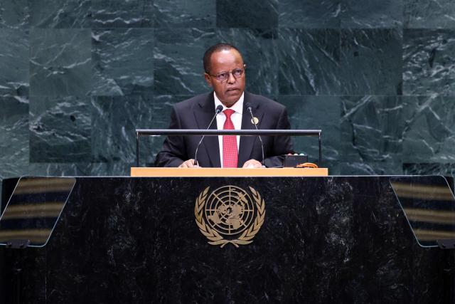 Ethiopia’s President Atskeselassie Amde speaks during the 81st United Nations General Assembly at the United Nations Headquarters in New York, on September 23, 2026. (Photo by Leonardo MUNOZ / AFP)