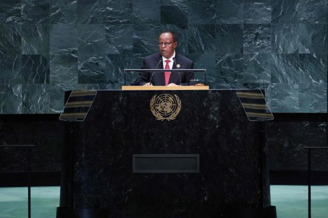 Ethiopia’s President Atskeselassie Amde speaks during the 81st United Nations General Assembly at the United Nations Headquarters in New York, on September 23, 2026. (Photo by Leonardo MUNOZ / AFP)
