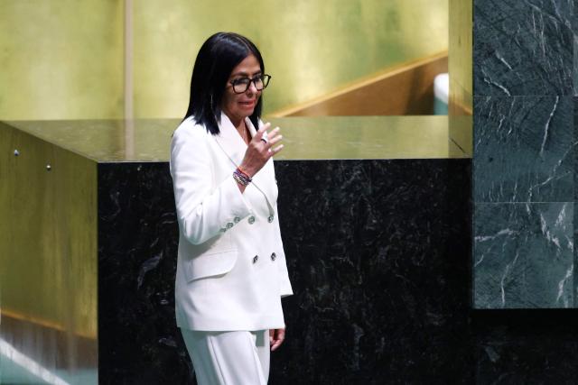 Venezuela’s Acting President Delcy Rodriguez arrives to speak during the 81st United Nations General Assembly at the United Nations Headquarters in New York, on September 23, 2026. (Photo by Leonardo MUNOZ / AFP)