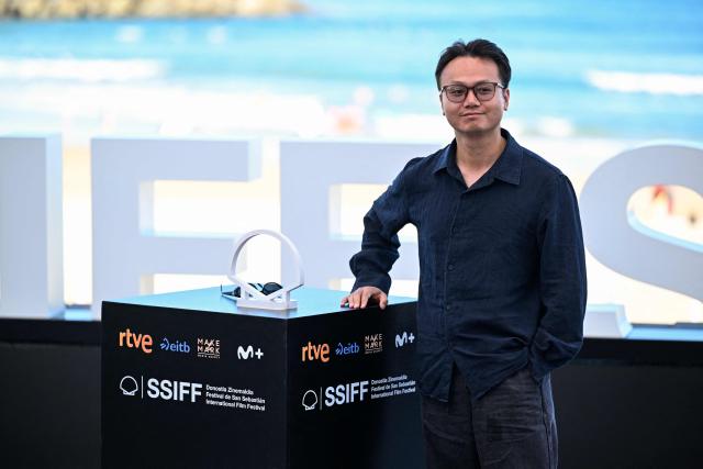 Chinese director Ah Biao poses during a photocall to promote the film "Bian Jing" (Border) during the 74th San Sebastian International Film Festival in the northern Spanish Basque city of San Sebastian on September 24, 2026. (Photo by ANDER GILLENEA / AFP)