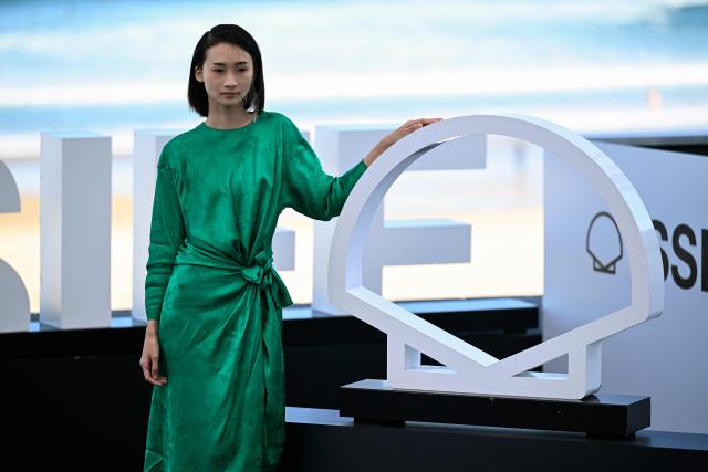 Chinese actress Feng Qin poses during a photocall to promote the film "Bian Jing" (Border) during the 74th San Sebastian International Film Festival in the northern Spanish Basque city of San Sebastian on September 24, 2026. (Photo by ANDER GILLENEA / AFP)