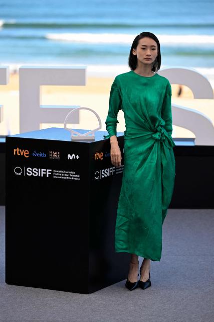 Chinese actress Feng Qin poses during a photocall to promote the film "Bian Jing" (Border) during the 74th San Sebastian International Film Festival in the northern Spanish Basque city of San Sebastian on September 24, 2026. (Photo by ANDER GILLENEA / AFP)