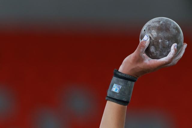 Indonesia's Emilia Nova competes in the women's heptathlon shot put event during the 2026 Asian Games at Nagoya City Mizuho Park Athletic Stadium in Nagoya, Aichi Prefecture on September 24, 2026. (Photo by DAVID GRAY / AFP)