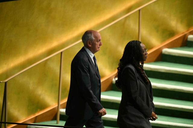 Hungarian President András Baka arrives to address the 81st United Nations General Assembly at UN headquarters in New York on September 24, 2026. (Photo by ANGELA WEISS / AFP)