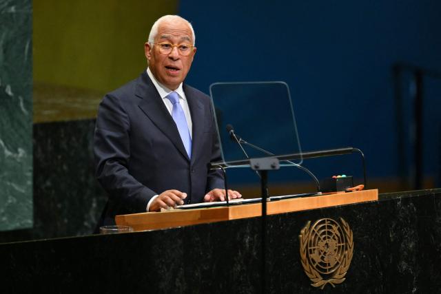 European Council President Antonio Costa speaks during the 81st United Nations General Assembly at the United Nations Headquarters in New York, on September 24, 2026. (Photo by ANGELA WEISS / AFP)