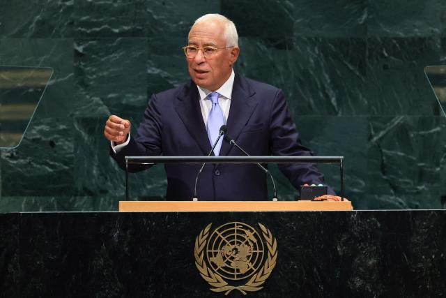 European Council President Antonio Costa speaks during the 81st United Nations General Assembly at the United Nations Headquarters in New York, on September 24, 2026. (Photo by TIMOTHY A. CLARY / AFP)