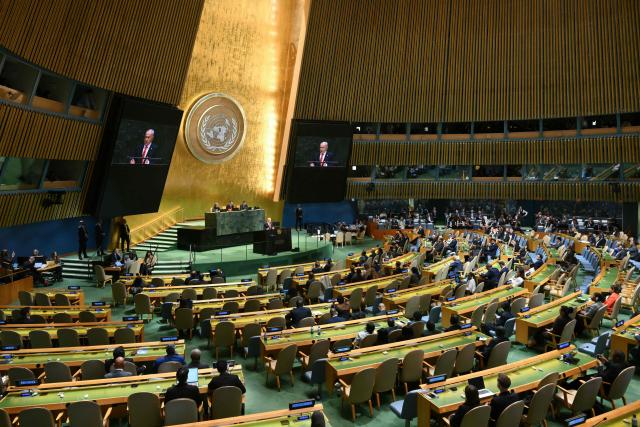 Israel's Prime Minister Benjamin Netanyahu speaks during the 81st United Nations General Assembly at the United Nations Headquarters in New York, on September 24, 2026. (Photo by ANGELA WEISS / AFP)