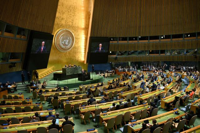 Israel's Prime Minister Benjamin Netanyahu speaks during the 81st United Nations General Assembly at the United Nations Headquarters in New York, on September 24, 2026. (Photo by ANGELA WEISS / AFP)