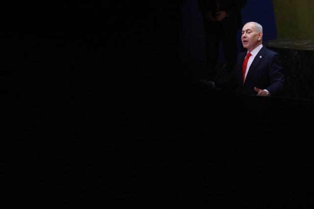 Israel's Prime Minister Benjamin Netanyahu speaks during the 81st United Nations General Assembly at the United Nations Headquarters in New York, on September 24, 2026. (Photo by Leonardo Munoz / AFP)