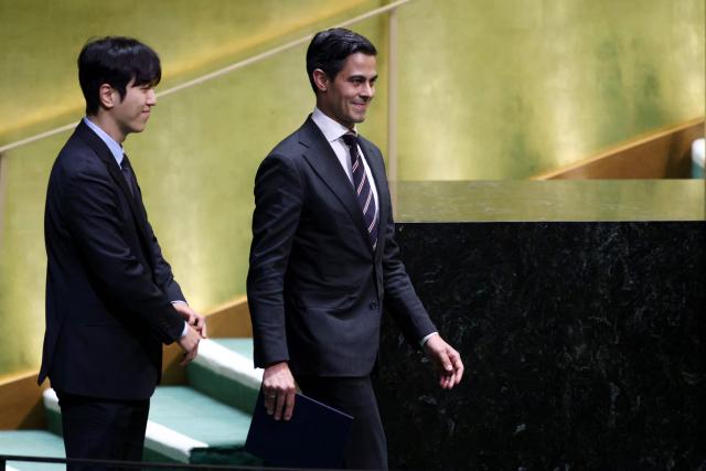 Netherlands' Prime Minister Rob Jetten arrives to speak during the 81st United Nations General Assembly at UN headquarters in New York on September 24, 2026. (Photo by Leonardo MUNOZ / AFP)