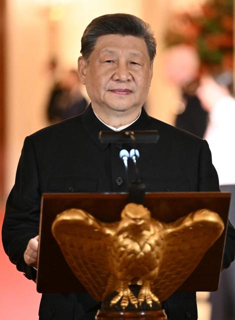 Chinese President Xi Jinping speaks during a state dinner hosted by US President Donald Trump in the East Room of the White House in Washington, DC, on September 24, 2026. President Xi is on a State visit to the United States from September 23 to 25. (Photo by Brendan SMIALOWSKI / AFP)