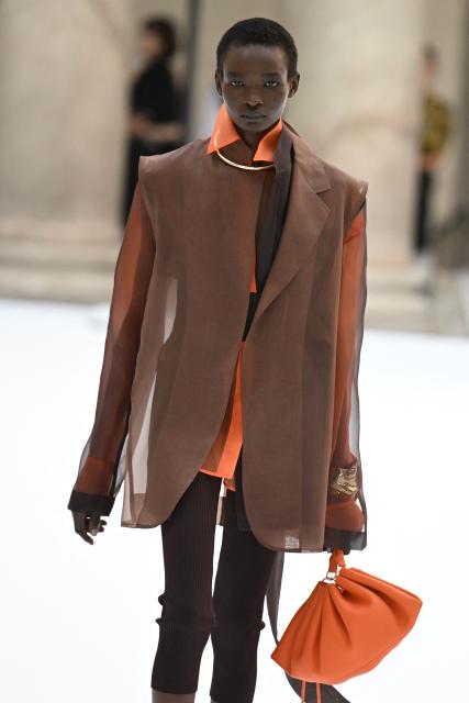 A model walks the runway during the Sportmax collection show as part of Women's Spring/Summer 2027 Milan's fashion week, on September 25, 2026. (Photo by Piero CRUCIATTI / AFP)