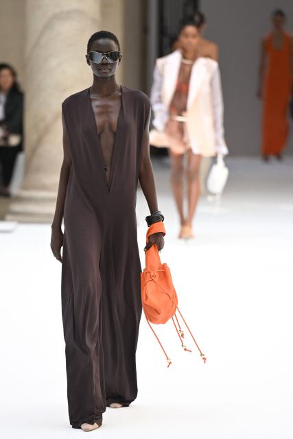 A model walks the runway during the Sportmax collection show as part of Women's Spring/Summer 2027 Milan's fashion week, on September 25, 2026. (Photo by Piero CRUCIATTI / AFP)