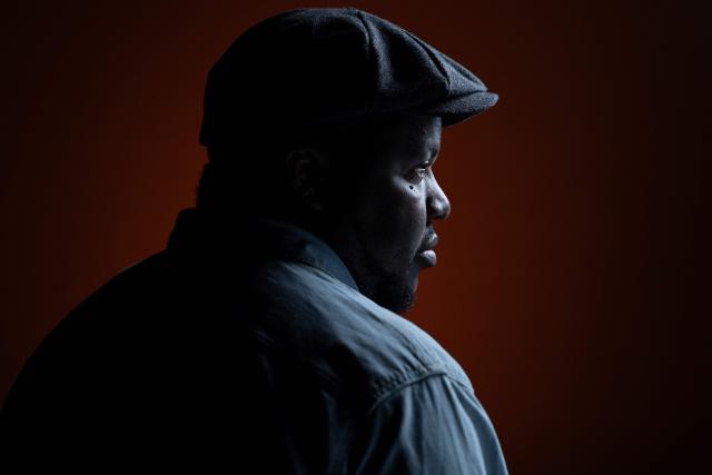 (FILES) Haitian-born Quebecois writer, poet, and novelist Thelyson Orelien, poses for pictures during a photo session, in Paris on September 8, 2026. The Académie Goncourt has removed Thélyson Orélien's novel from its selection. (Photo by Joel Saget / AFP)