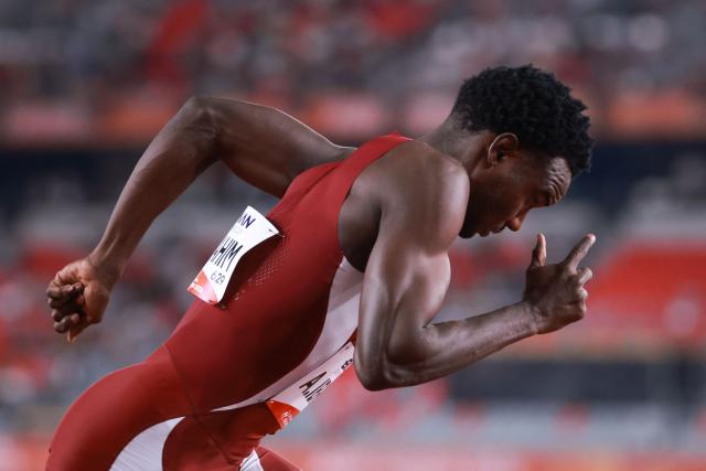 Qatar's Ammar Ibrahim competes in the men's 400m heat during the 2026 Asian Games at Nagoya City Mizuho Park Athletic Stadium in Nagoya, Aichi Prefecture on September 25, 2026. (Photo by DAVID GRAY / AFP)