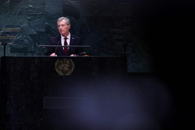 Monaco’s Minister of State Christophe Mirmand during the 81st United Nations General Assembly at UN headquarters in New York on September 25, 2026. (Photo by Leonardo MUNOZ / AFP)