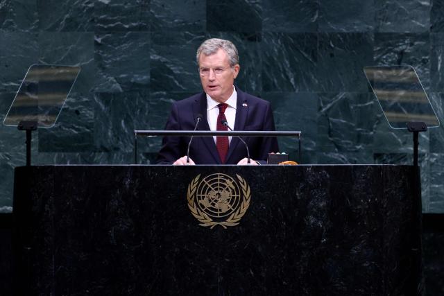 Monaco’s Minister of State Christophe Mirmand during the 81st United Nations General Assembly at UN headquarters in New York on September 25, 2026. (Photo by Leonardo MUNOZ / AFP)