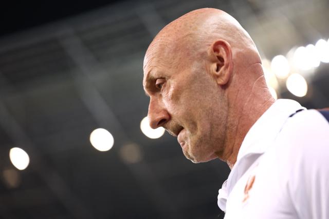 France's goalkeeping coach Fabien Barthez walks on the pitch ahead of the UEFA Nations League (League A, Group 1) football match between Turkey and France at the Kocaeli Stadium in Izmit, on September 25, 2026. (Photo by FRANCK FIFE / AFP)