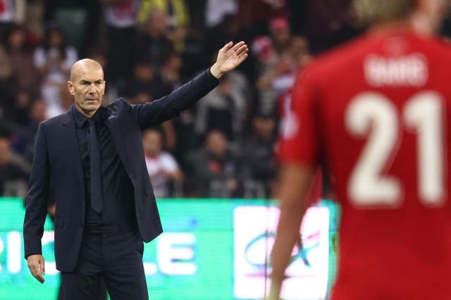 France's head coach Zinedine Zidane gestures during the UEFA Nations League (League A, Group 1) first leg football match between Turkey and France at the Kocaeli Stadium in Izmit, on September 25, 2026. (Photo by FRANCK FIFE / AFP)