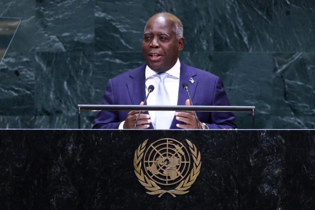Prime Minister of the Bahamas Philip Davis speaks during the 81st United Nations General Assembly at UN headquarters in New York on September 25, 2026. (Photo by Leonardo MUNOZ / AFP)