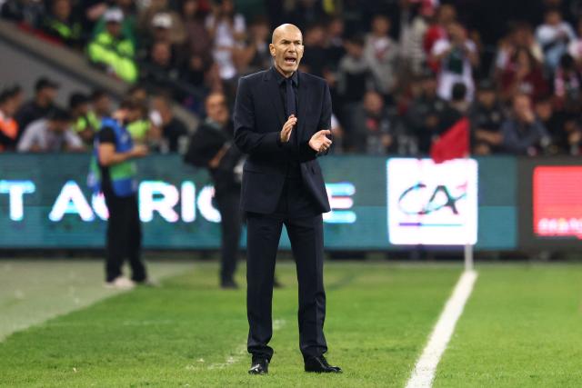 France's head coach Zinedine Zidane gestures during the UEFA Nations League (League A, Group 1) first leg football match between Turkey and France at the Kocaeli Stadium in Izmit, on September 25, 2026. (Photo by FRANCK FIFE / AFP)