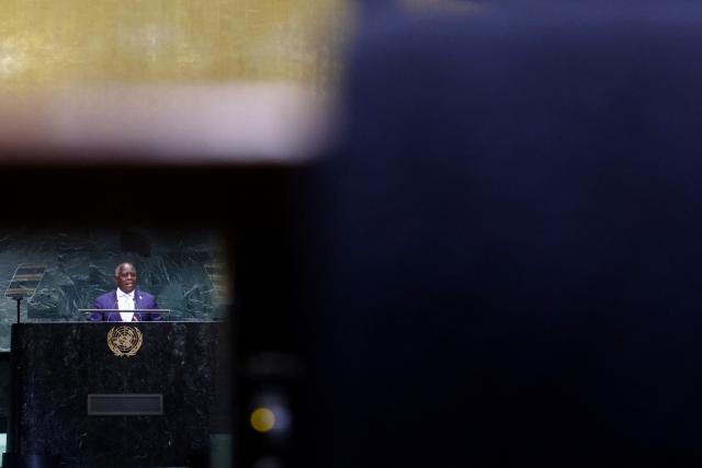 Prime Minister of the Bahamas Philip Davis speaks during the 81st United Nations General Assembly at UN headquarters in New York on September 25, 2026. (Photo by Leonardo MUNOZ / AFP)