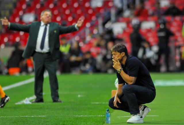 Monterrey's Argentine head coach Matias Almeyda looks on during the Liga MX Apertura tournament football match between Atlante and Monterrey at the Ciudad de los Deportes stadium in Mexico City, on September 25, 2026. (Photo by Victor CRUZ / AFP)
