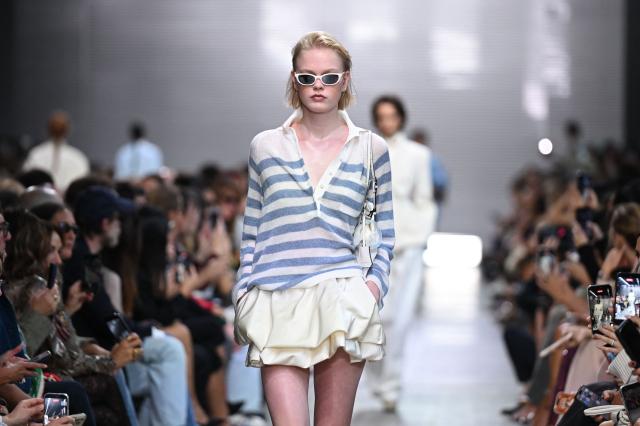 A model walks the runway during the Ermanno Scervino collection show as part of Women's Spring/Summer 2027 Milan's fashion week, on September 26, 2026. (Photo by Piero CRUCIATTI / AFP)