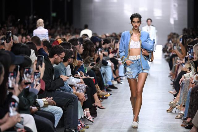 A model walks the runway during the Ermanno Scervino collection show as part of Women's Spring/Summer 2027 Milan's fashion week, on September 26, 2026. (Photo by Piero CRUCIATTI / AFP)