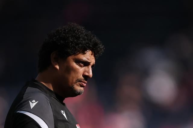 Lyon's French head coach Karim Ghezal looks on prior to the French Top14 rugby union match between Stade Francais Paris and Lyon Olympique Universitaire (LOU) at the Jean-Bouin Stadium in Paris on September 26, 2026. (Photo by Anne-Christine POUJOULAT / AFP)