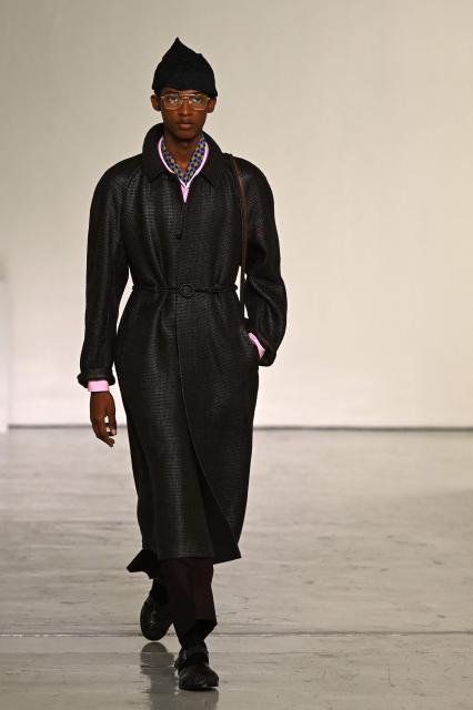 A model walks the runway during the Bottega Veneta collection show as part of Women's Spring/Summer 2027 Milan's fashion week, on September 26, 2026. (Photo by Piero CRUCIATTI / AFP)