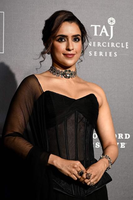 Bollywood actress Sanya Malhotra attends the 15th edition of the annual Mijwan Fashion Show by designer Manish Malhotra in Mumbai on September 26, 2026. Sanya Malhotra (Photo by Sujit JAISWAL / AFP)