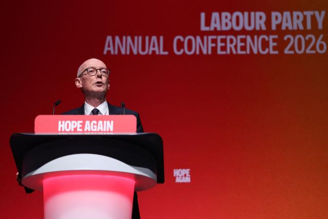 Britain's Pensions Secretary Pat McFadden speaks on the first day of the annual Labour Party conference in Liverpool, north-west England, on September 27, 2026. Britain's ruling Labour Party gathers Sunday for its first annual conference under Andy Burnham's leadership, heartened by his start as prime minister but now looking for concrete plans to tackle looming challenges. (Photo by Darren Staples / AFP)