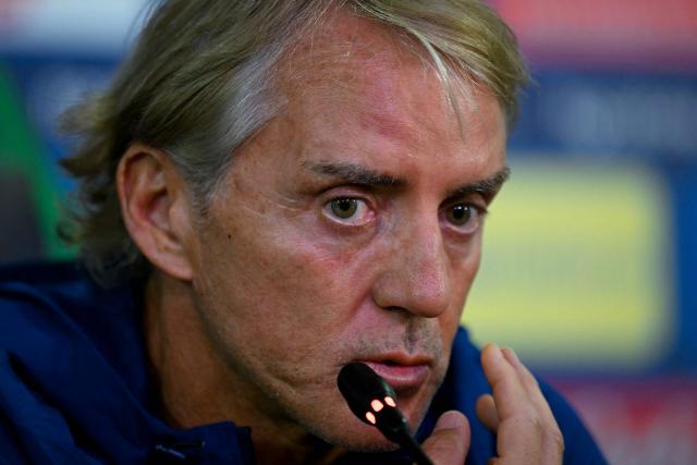 Italy's head coach Roberto Mancini gives a press conference on the eve of the UEFA Nations League football match (League A, Group A1) between Turkey and Italy at the Ataturk Sports Complex Matl? Stadium in Bursa on September 27, 2026. (Photo by Ozan KOSE / AFP)