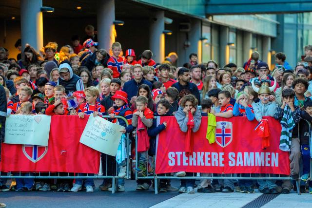 Fans gather outside Ullevaal Stadium ahead the UEFA Nations League Group A4 football match between Norway and Portugal in Oslo on September 27, 2026. (Photo by Lise Åserud / NTB / AFP) / Norway OUT